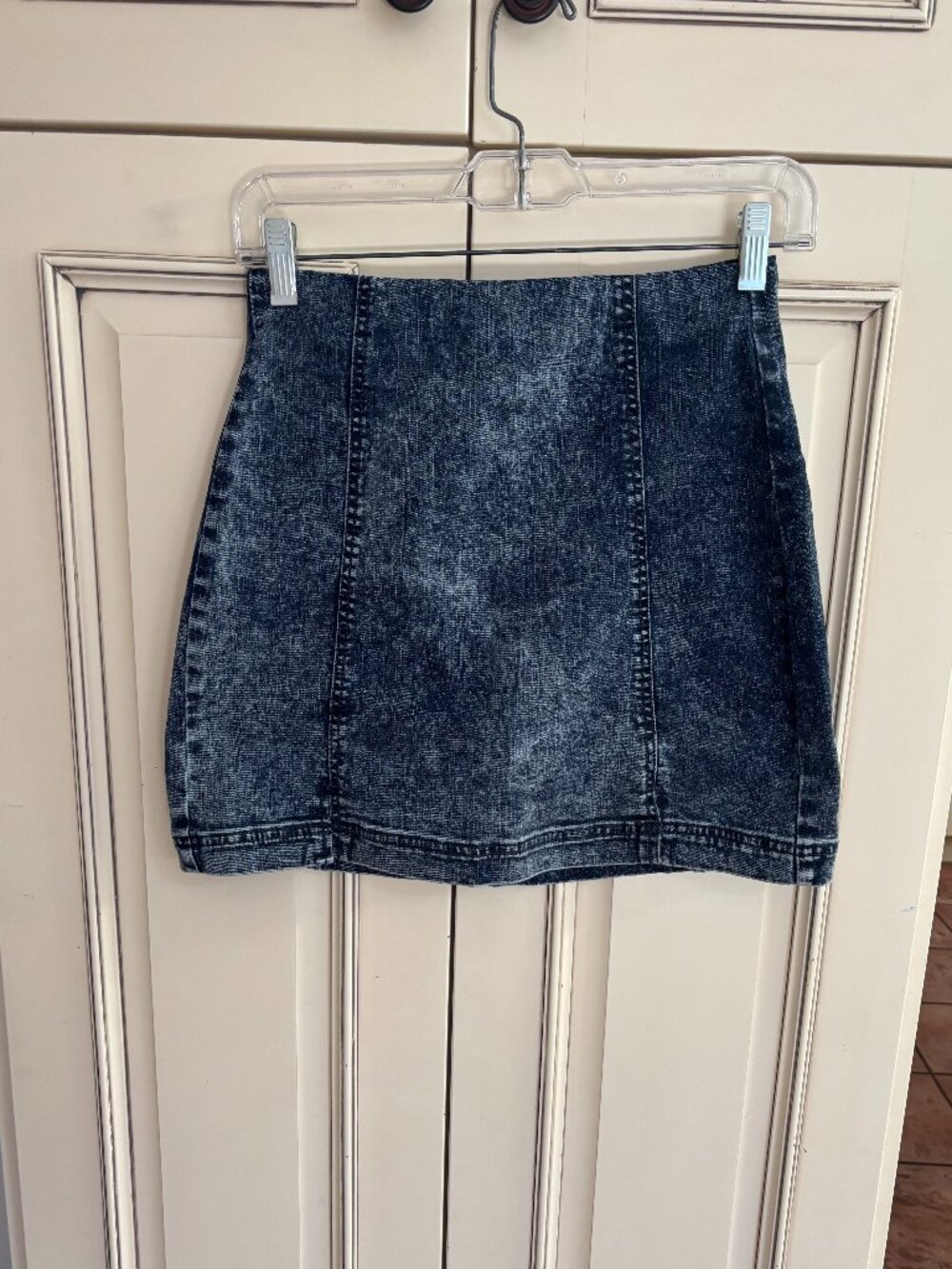 GARAGE DENIM, Blue Denim 15" Stretch Skirt with Elastic Waist, Size XS